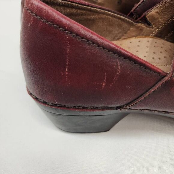 Dansko Womens 37 EU (6.5-7 US) Red Leather Solstice Cordovan Brushoff Clogs O - Picture 11 of 11